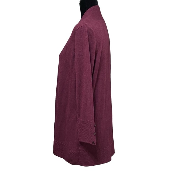 Evolution by Cyrus Burgundy Open Cardigan Button Sleeve NWT Size Medium - Picture 3 of 8